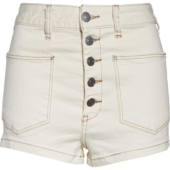Free People Women's Bridgette Denim Shorts Ecru - Picture 5 of 9